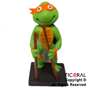 ADORNO TORTUGA NINJA MICHELANGELO NARANJA A. PORCELANA FRIA x 1
